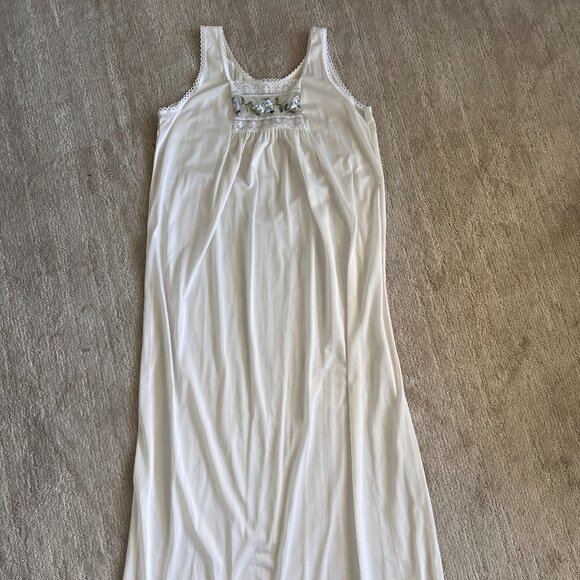 Vintage Negligee Lingerie Sheer White & Blue Embroidered Nightgown Set - Size M - Picture 7 of 12